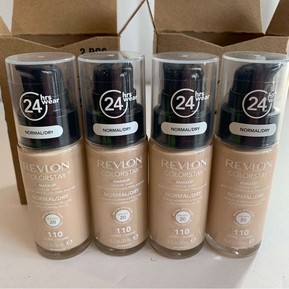 🔥 4 Piece REVLON COLORSTAY FOUNDATION 1 fl Oz/ 30ml NORMAL/DRY SKIN 110 IVORY